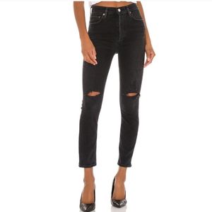 Agolde | High Waist Black Denim Skinny Jeans